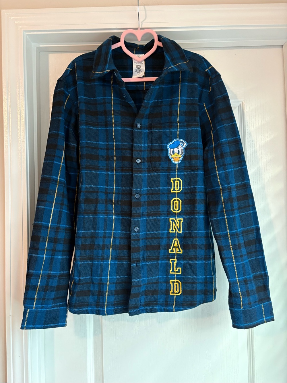 Disney Blue and Black Plaid Donald Button-Down Shirt